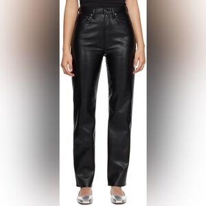 Agolde Black Straight Leg Leather Pants